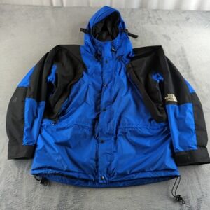Vintage 90s The North Face Rain Jacket Mens XL Blue Black Coat Made in USA